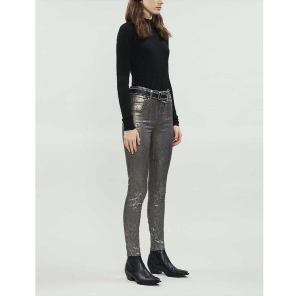 NWT J Brand Leenah metallic snakeskin python print high rise skinny coated jeans